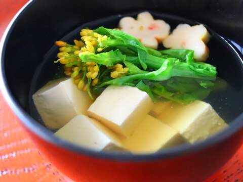 菜の花と豆腐の簡単すまし汁